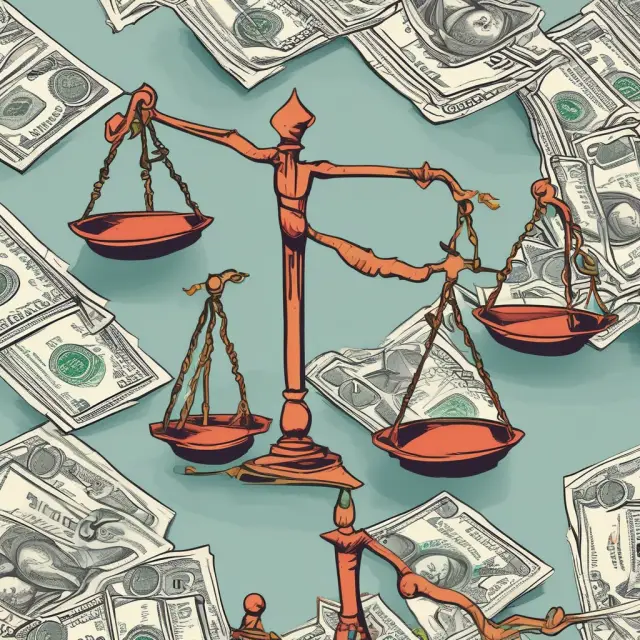 Scales balanced between opportunities and economic justice symbolizing the fair distribution of resources and equal chances for prosperity