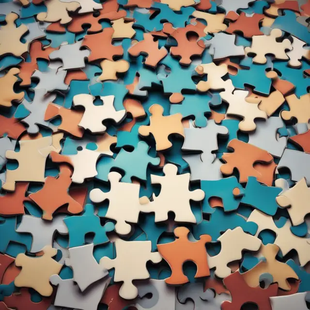 A mosaic of puzzle pieces representing different aspects of economic justice, coming together to create a strong foundation for investors and financial professionals.
