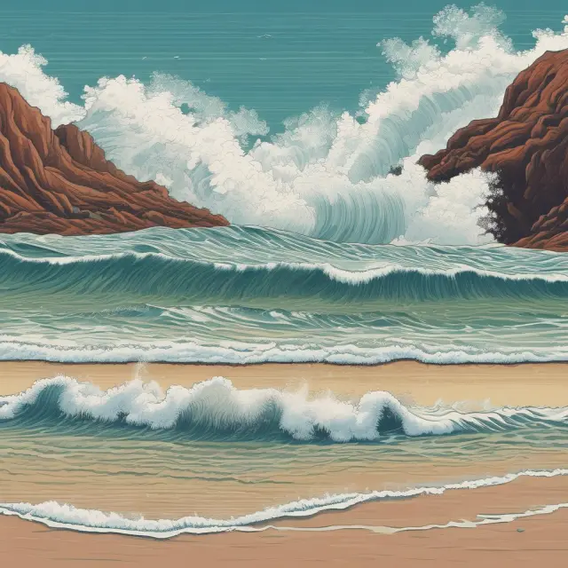 Metaphorical representation of economic shocks as waves crashing on a shore, highlighting their real/nominal, positive/negative, and supply/demand classifications.