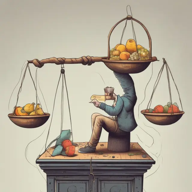 Person holding a scale, one pan with emotional attachment, the other with tangible benefits, symbolizing understanding economic value in finance
