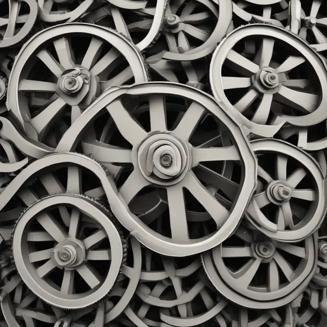 Image of efficient industry wheels turning, with consumer demand represented as a compass guiding their movement