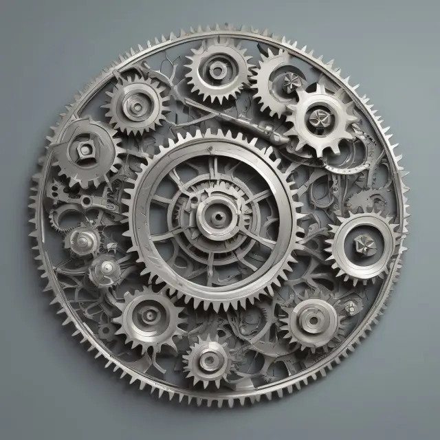 An image showing a well-oiled set of gears in harmony, symbolizing economic efficiency