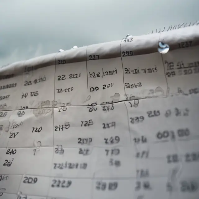 An open calendar with various economic indicators falling gently as raindrops, symbolizing the importance of staying informed and prepared
