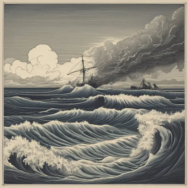 A calm graph of accounting depreciation is disrupted by a stormy sea, representing the external influences causing economic depreciation