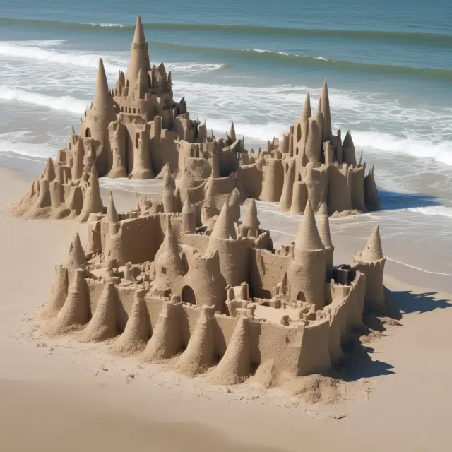 An image depicting economic depreciation eroding sandcastle-like real estate values, highlighting the impact on property valuations and appraisals
