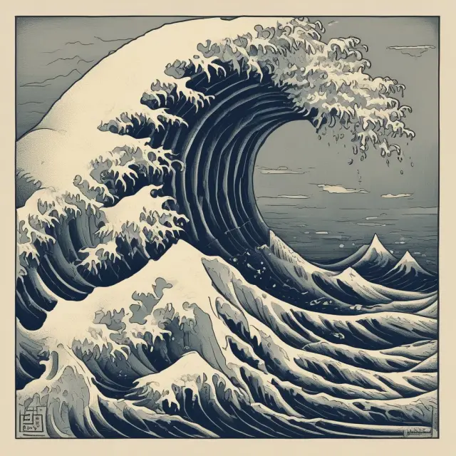 An economic wave with expanding, peaking, contracting, and trough phases, symbolizing the business cycle