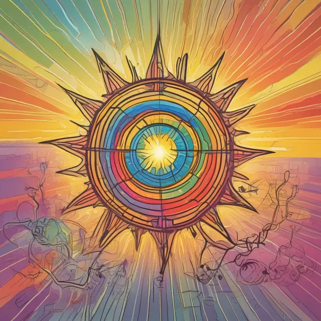 Sun radiating economic growth rate graphs representing diverse national economies
