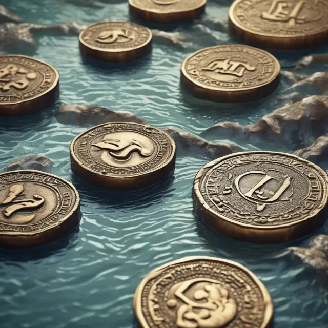Two companies bridge the flow of ancient coin-like stock units in a river, optimizing their inventory levels through Economic Order Quantity strategies