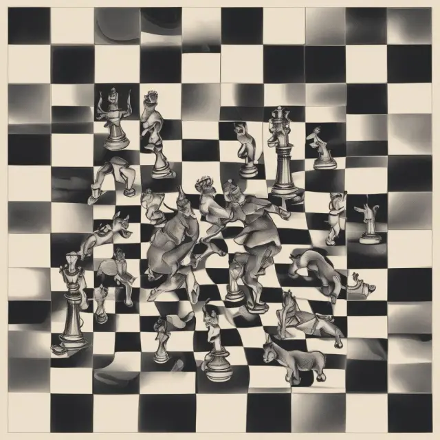 A bull and bear adaptively dance on a chessboard representing EOQ