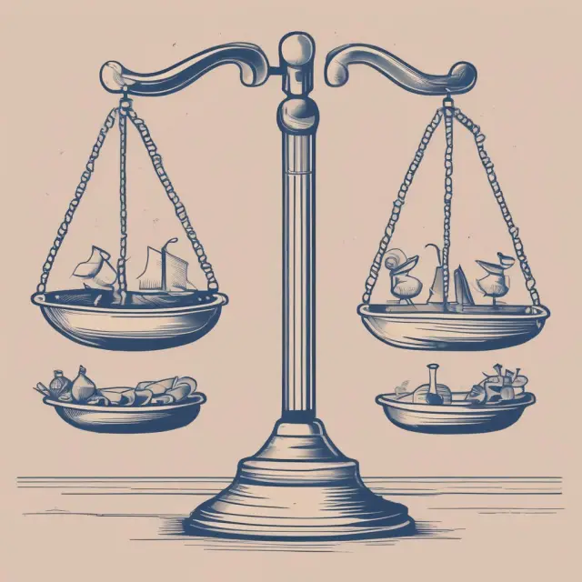 An image of two scales representing markets, with asymmetric information tilting one side and technological advantage anchoring the other