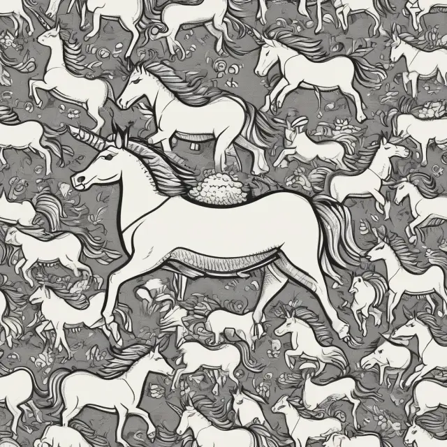 A scene of monopolistic unicorns standing tall in their respective markets, illustrating the impact of economic rent on competition