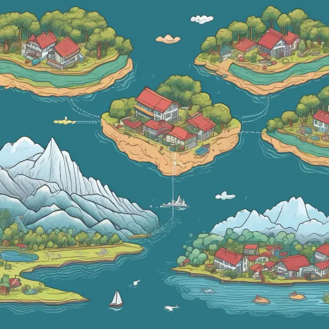 Four interconnected rivers representing classical, Keynesian, neoclassical, and Marxian schools of thought, flowing into a vast ocean, symbolizing their collective impact on economic discourse