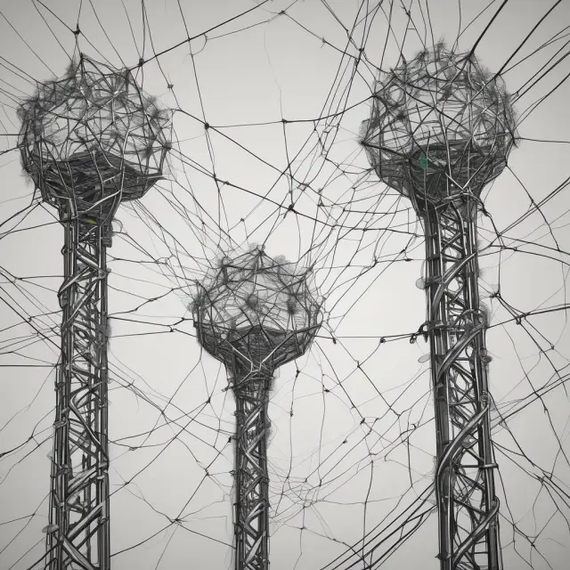 Competitive businesses linked through a network, representing the benefits of economies of scale