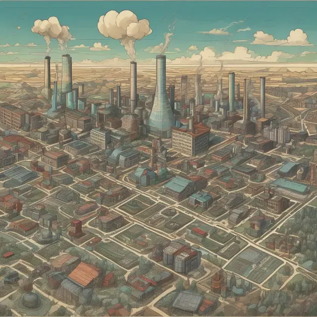 Oracle controlling production and distribution in a command economy, with factories and fields forming the mosaic