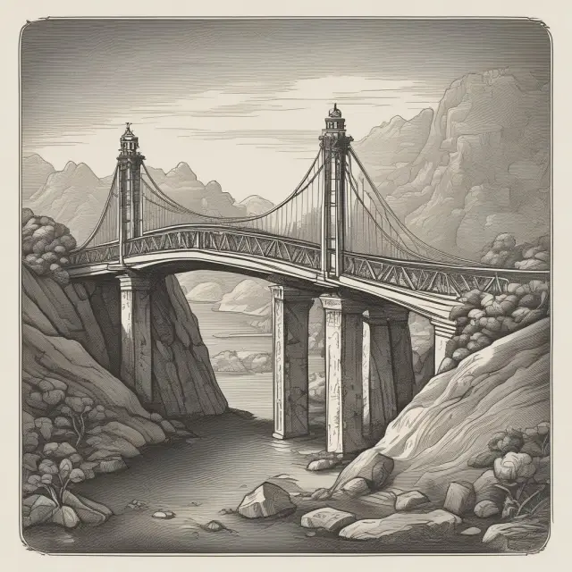 A bridge made of golden coins connects symbols for ECR, money-market fund, and bond, demonstrating various cash management solutions.