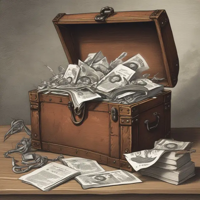 A golden treasure chest filled with important financial documents, symbolizing the invaluable information provided by EDGAR for institutional research.