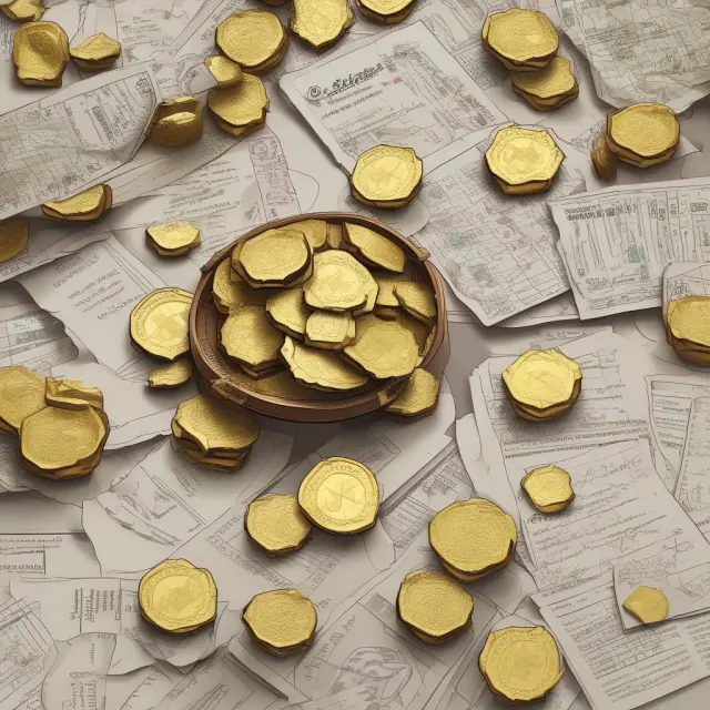 Golden filings forming a treasure trove in EDGAR database, symbolizing accessible financial data