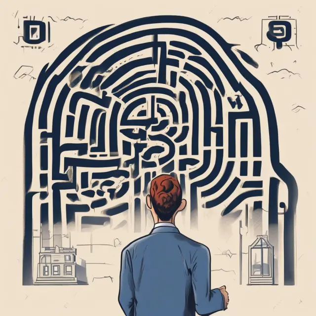 Investor explores a labyrinth of rental properties, guided by Effective Gross Income sign to find answers in real estate investment FAQs