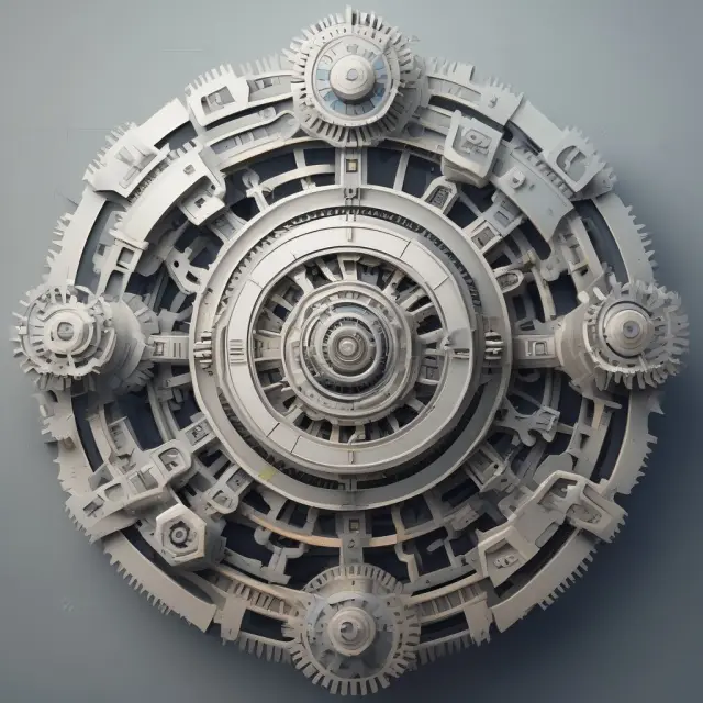 An image of a modern calendar with AI gears spinning and digital contracts floating in the air, illustrating technology