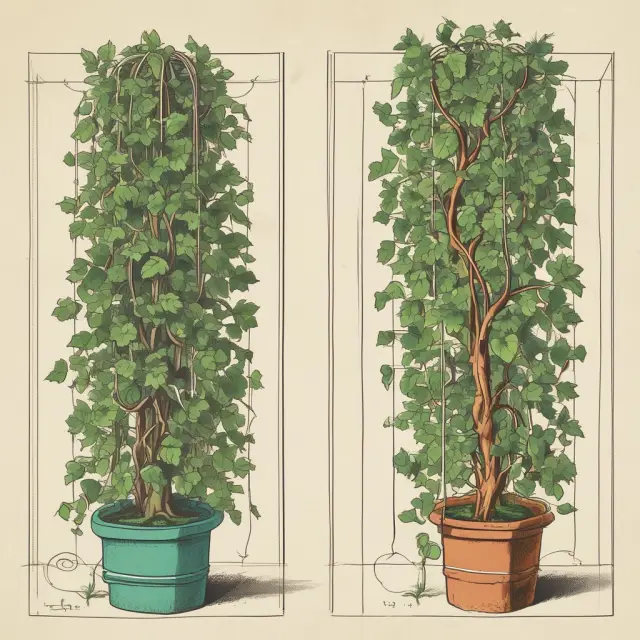 Image of two savings accounts represented as intertwining vines. One vine compounds daily and blooms with more flowers, whereas the second vine compounds annually and has fewer flowers.