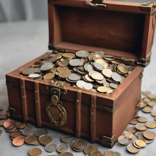 An image of a treasure chest filled with coins, illustrating the benefits of effective yield in compounding interest for bond investments.