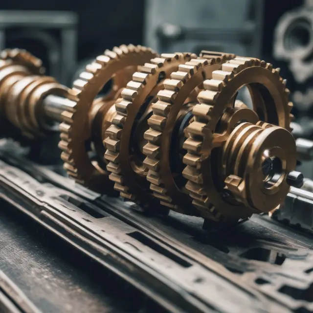 An intricate gear system representing banking operations with low efficiency ratios for optimal functioning and profitability
