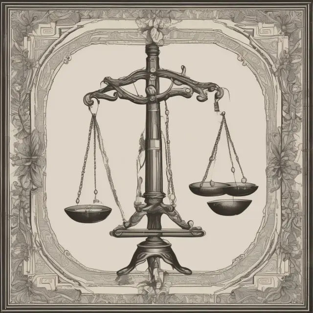 An intricately balanced scale represents the EMH debate, with one side symbolizing market knowledge and the other, chance.