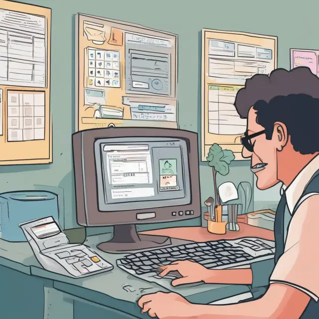 A person at a desk, using a laptop to navigate EFTPS. They schedule advance payments, link their bank account, and access payment records.