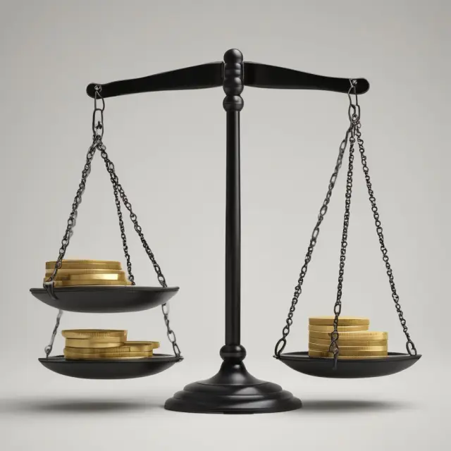 Visualization of scales balancing equality and equity in a financial context