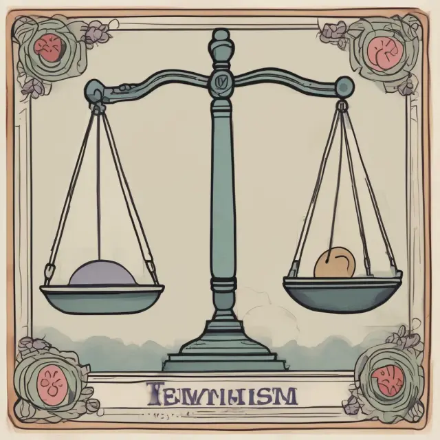 A set of scales with egalitarianism and feminism symbols balanced on each side, symbolizing the overlapping principles and differences between them.