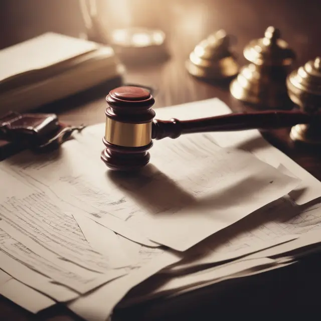 Gavel striking table with legal papers - An extraordinary general meeting for addressing urgent company matters
