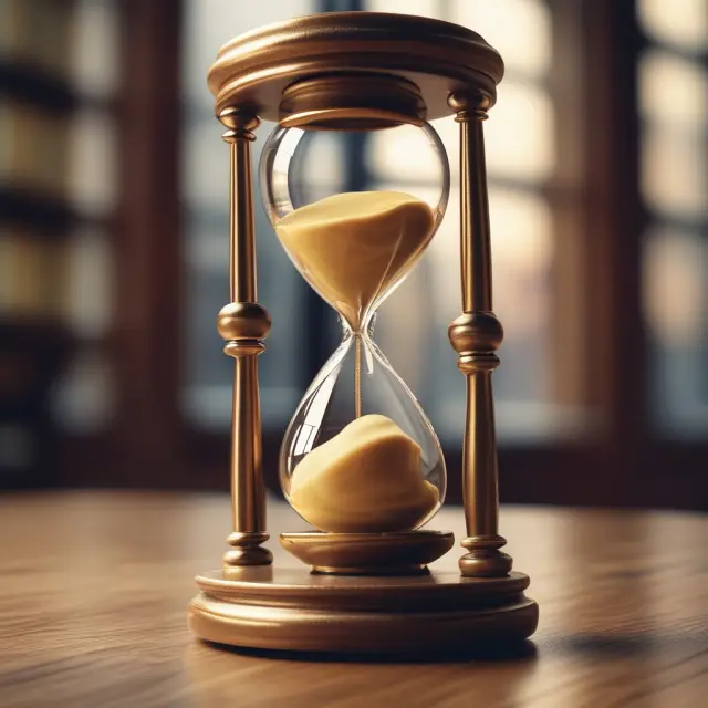 Golden gavel striking an hourglass, symbolizing the urgent call for an Extraordinary General Meeting.