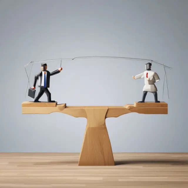 Seesaw with consumer waves representing demand responses to price changes