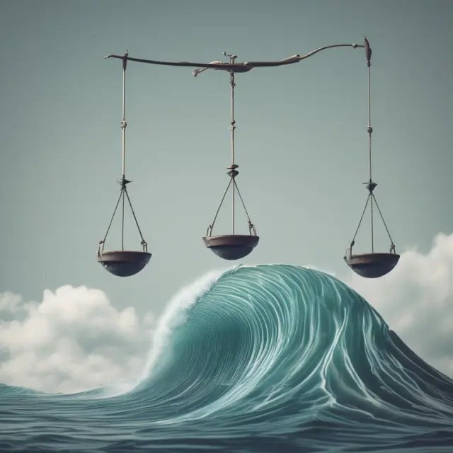 An image of scales balancing on a wave, symbolizing the effect of price elasticity on businesses and their pricing strategies