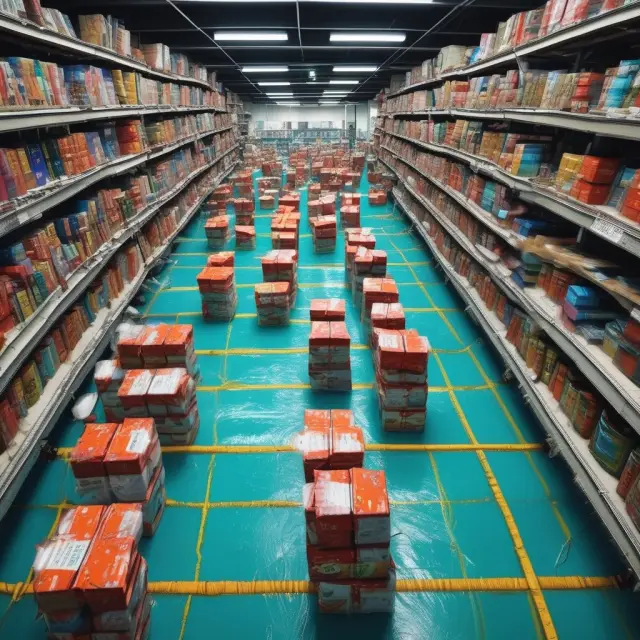 Pool of goods with price fluctuations causing waves, representing elastic and inelastic demand and cross elasticity