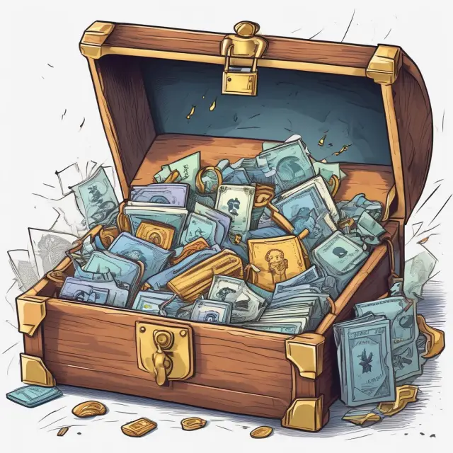 An image of a digital treasure chest filled with electronic bills and keys, illustrating the concept of Electronic Bill Payment and Presentment (EBPP) for professional investors