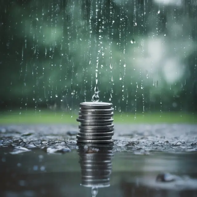 Raindrops falling into interconnected wells symbolizing EBPP systems gathering electronic bills and payments
