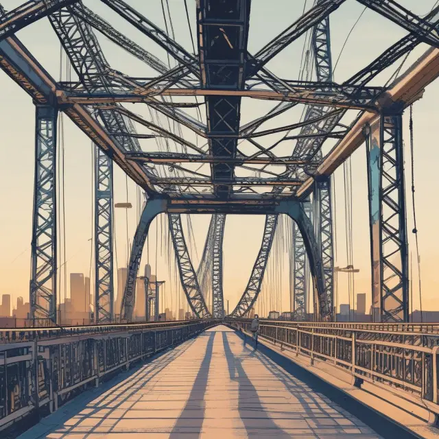 A sturdy bridge symbolizing the future of electronic bill payment and presentment, linking conventional methods to advanced technology for streamlined, secure payment processing.