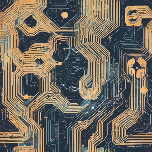 A metaphorical image of electronic money flowing through an intricate circuit network, representing the smooth and secure transfer of funds in a digital economy.