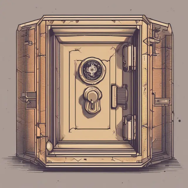 An image of a digital vault secured with a cryptographic key, representing the storage of electronic money