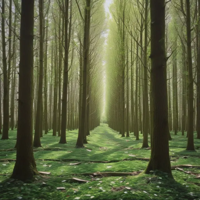 A metaphorical image of a forest regrowing as traditional paper checks turn digital.