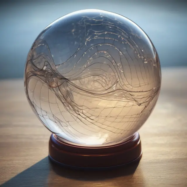 Crystal ball showcasing complex Elliott wave patterns for market analysis and forecasting