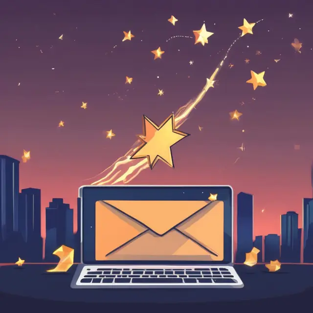 Email symbol with a shooting star representing quick and efficient electronic money transfers