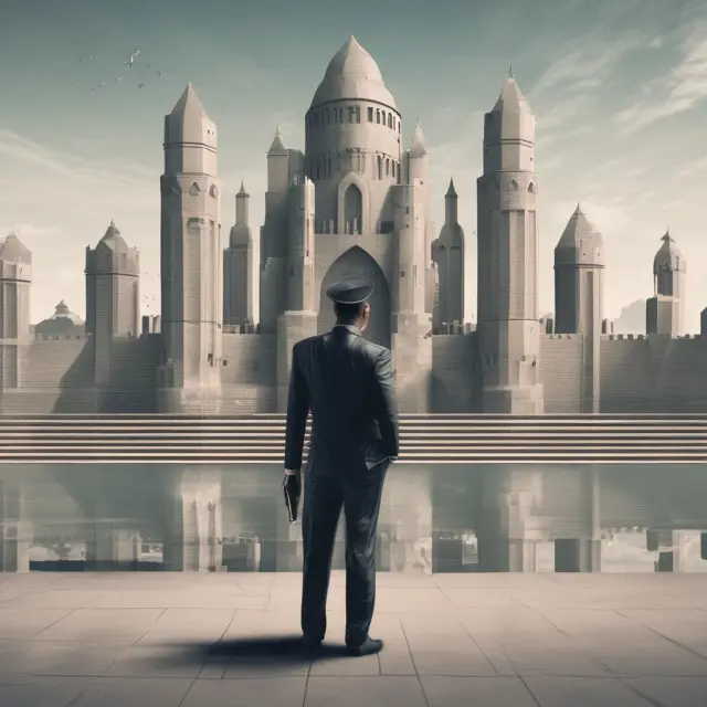 A security guard stands at the entrance of a digital fortress, symbolizing protection for email money transfers