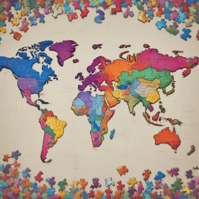 Vivid image of a map with embargoes appearing as missing puzzle pieces, illustrating global trade disruptions