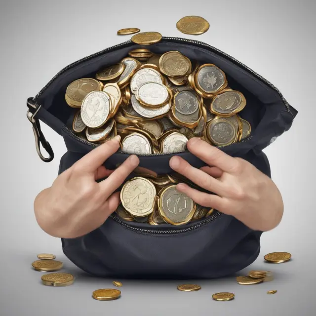 An image of a trusting hand holding financial papers with coins discreetly being stolen and added to a concealed pouch