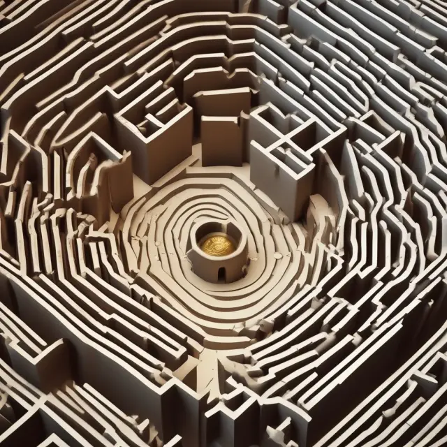 Golden maze illustrating Bernie Madoff