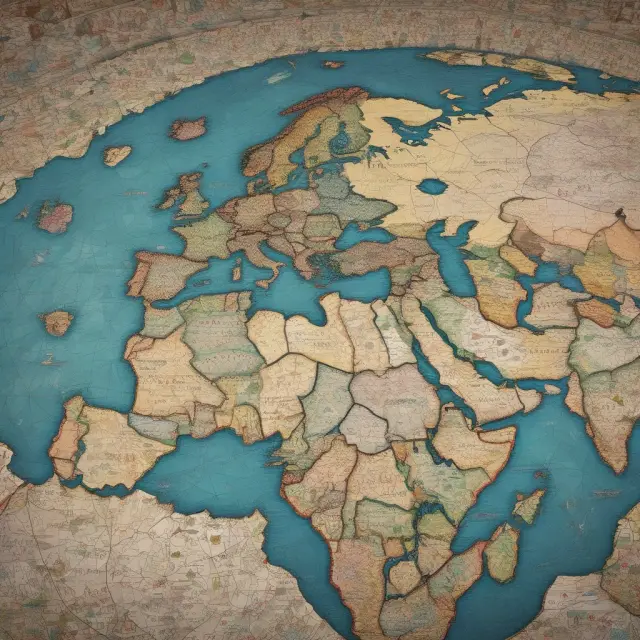 Europe, Middle East, and Africa portrayed as a vibrant and complex mosaic, symbolizing the diverse regions, subregions, and business opportunities within EMEA.