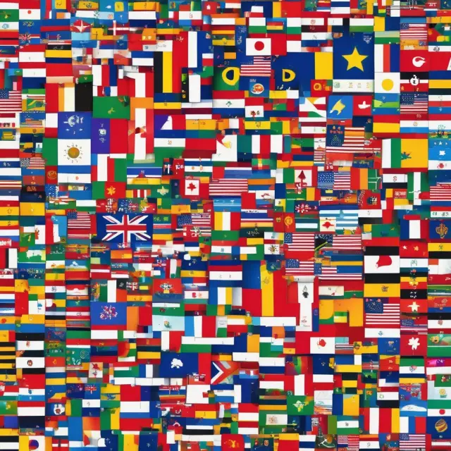 Country flags forming EMBI puzzle, revealing a diverse global index for emerging market bonds