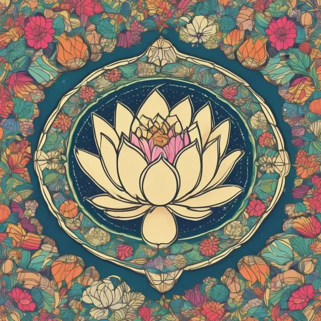 An illustration of a lotus flower blooming amidst various market graphs representing emerging economies, symbolizing growth and risk